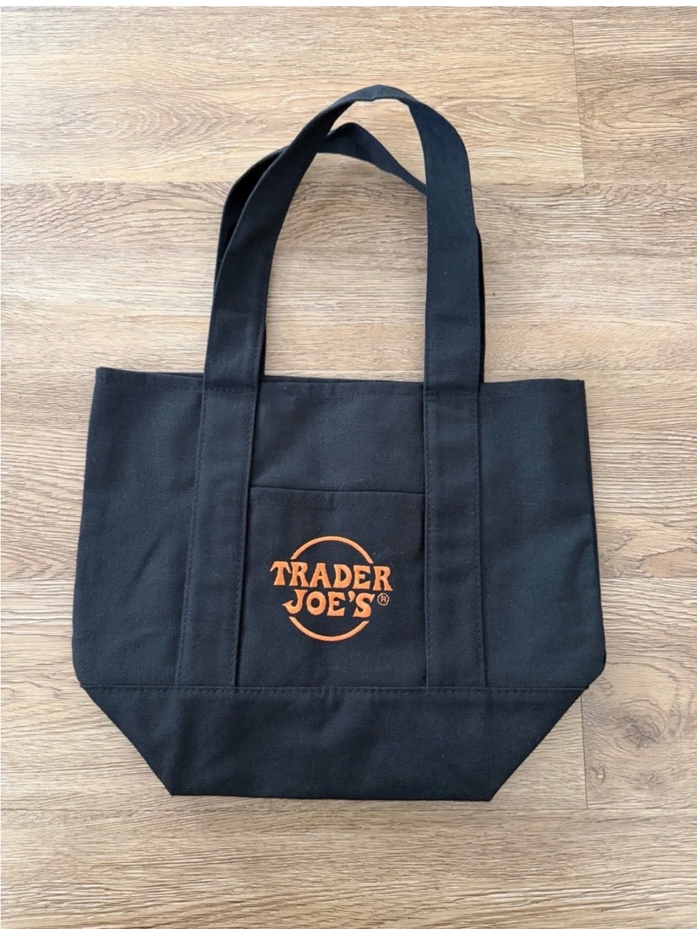 Black Canvas Tote Bag with Orange Logo
